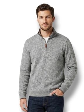 Vintage Weatherproof Men’s Gray 1/4 Zip Fleece Pullover Sweater - Size Medium